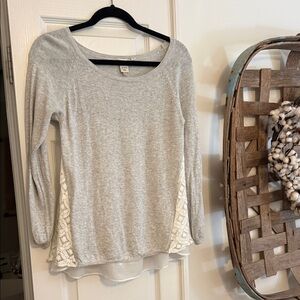 Anthropologie Lace Gray & White Top